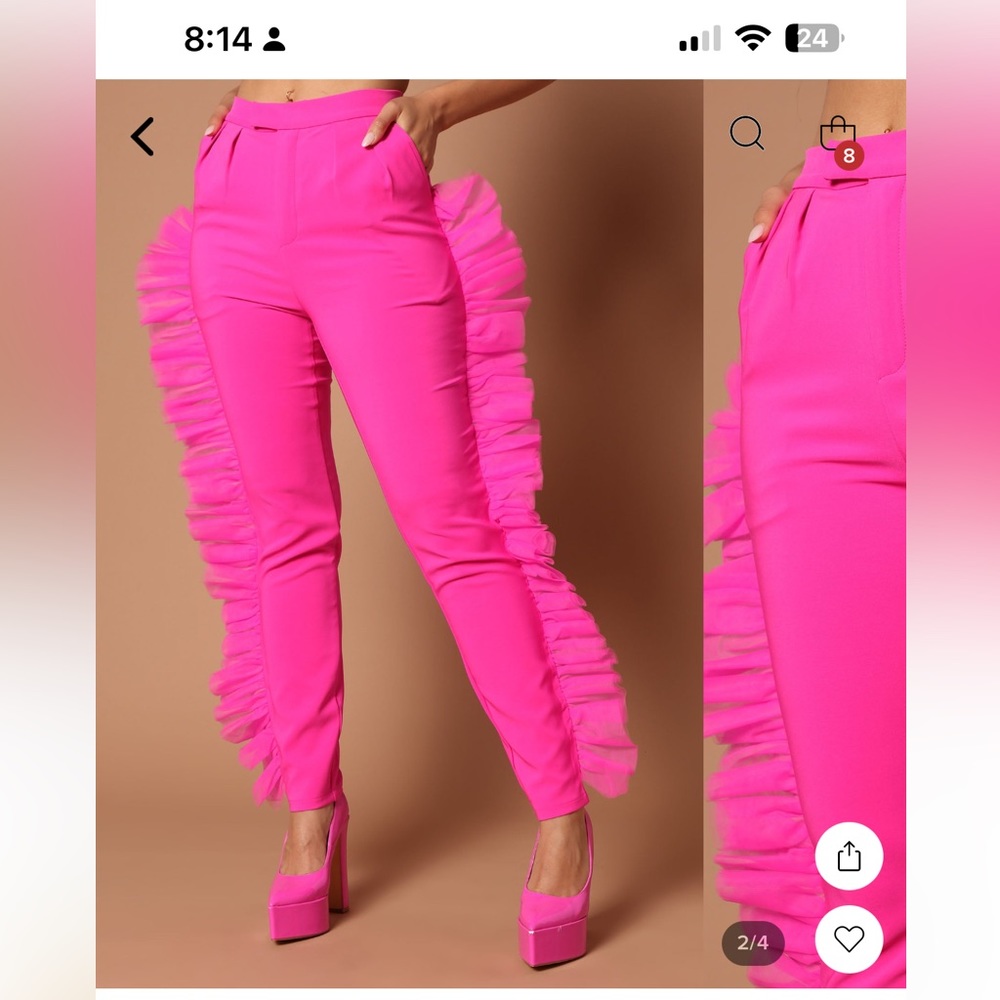 High waisted hot pink pant